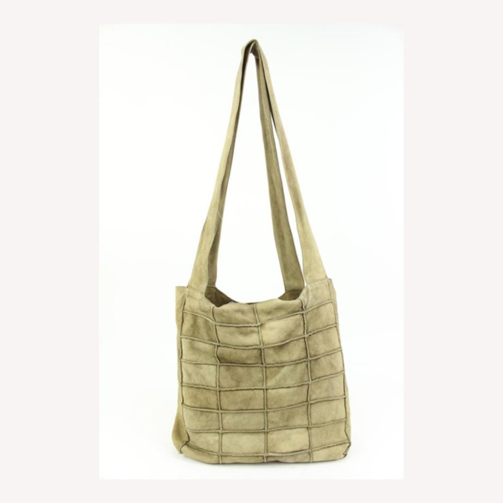 Chanel Light Brown Suede Patchwork Messenger Shopper Bag 87cz418s